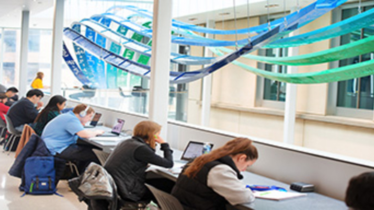 Seaman Center, students studying